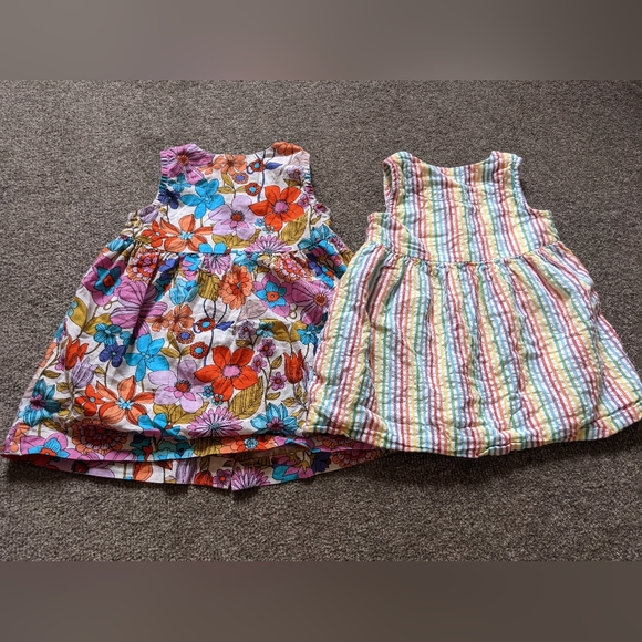2 Next summer cotton dresses baby girl 6-9 months floral stripes - Picture 8 of 10